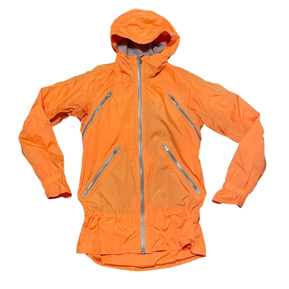 Lululemon NWOT Make‎ It Rain Raincoat Jacket Size 4 Neon Orange - Picture 1 of 9